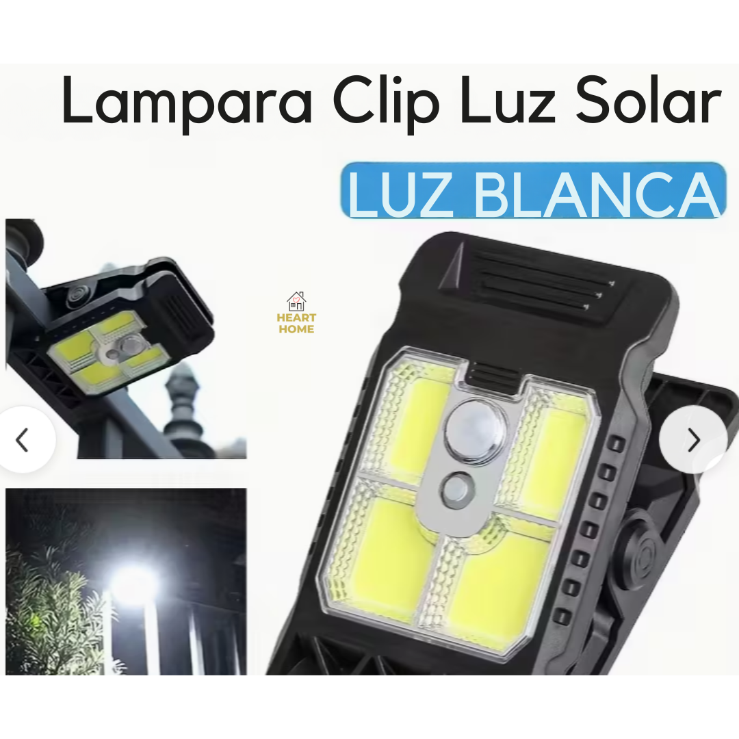 Lámpara Solar con Clip, de Alta Potencia, con Sensor de Movimiento – Ilumina tu Espacio sin Gasto de Energía