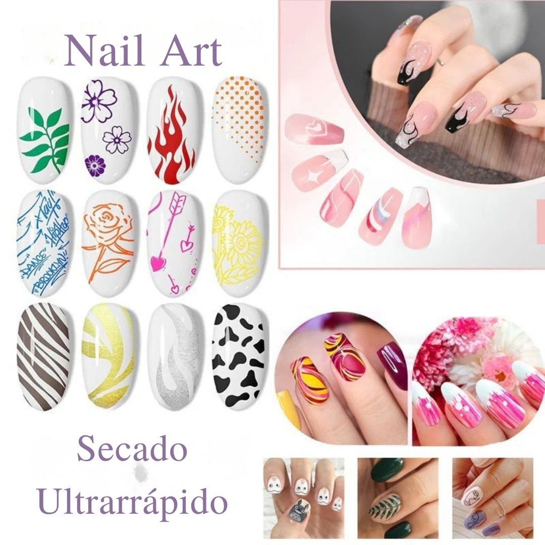 Kit 12 Marcadores Nail Art: transforma tus uñas en obras de arte desde casa🎁Paga en Casa