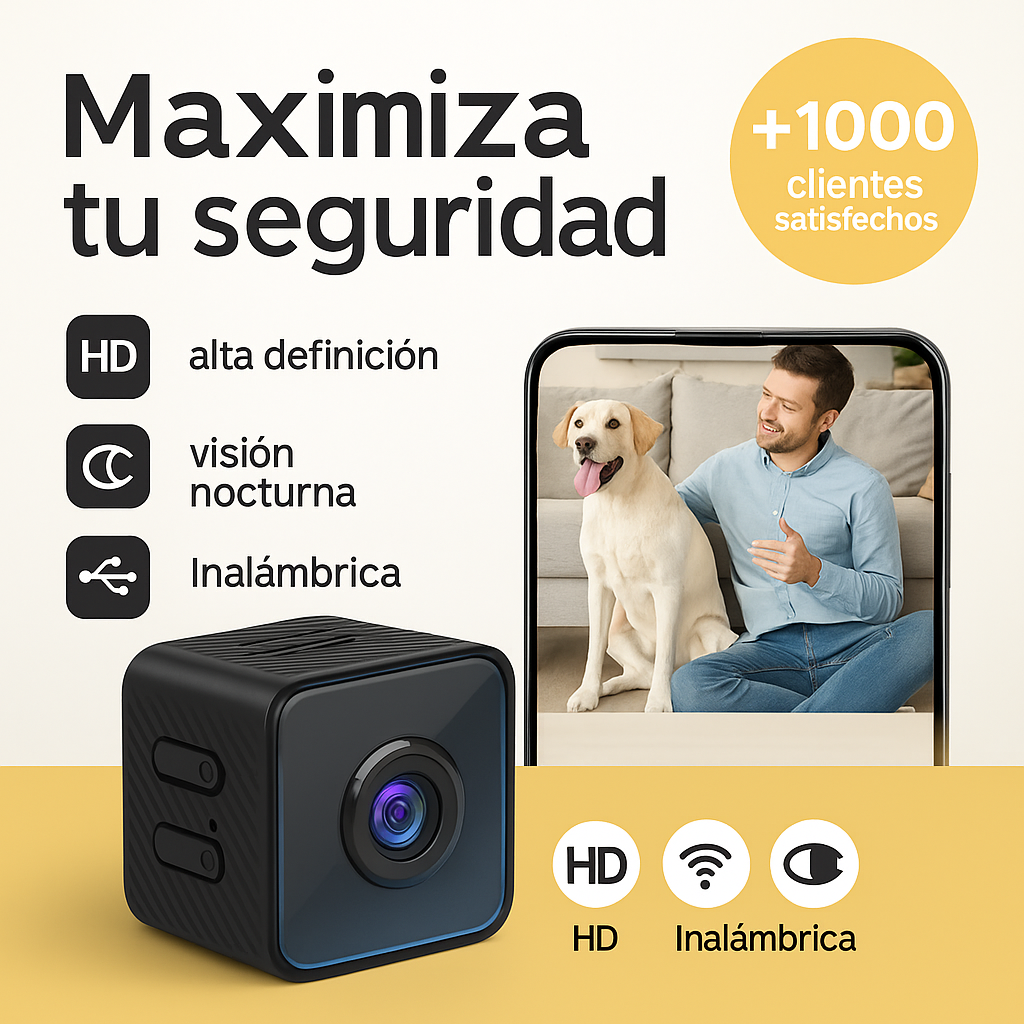 SafeCam-Cámara de Vigilancia Inalámbrica Full HD con Visión Nocturna y Control desde el Celular🎁Envío Gratis