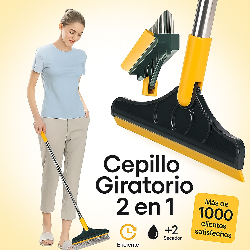 Cepillo Giratorio 2 en 1 con Mango Extensible y Escurridor – Limpieza sin esfuerzo, hasta en los rincones más difíciles🎁Envío Gratis