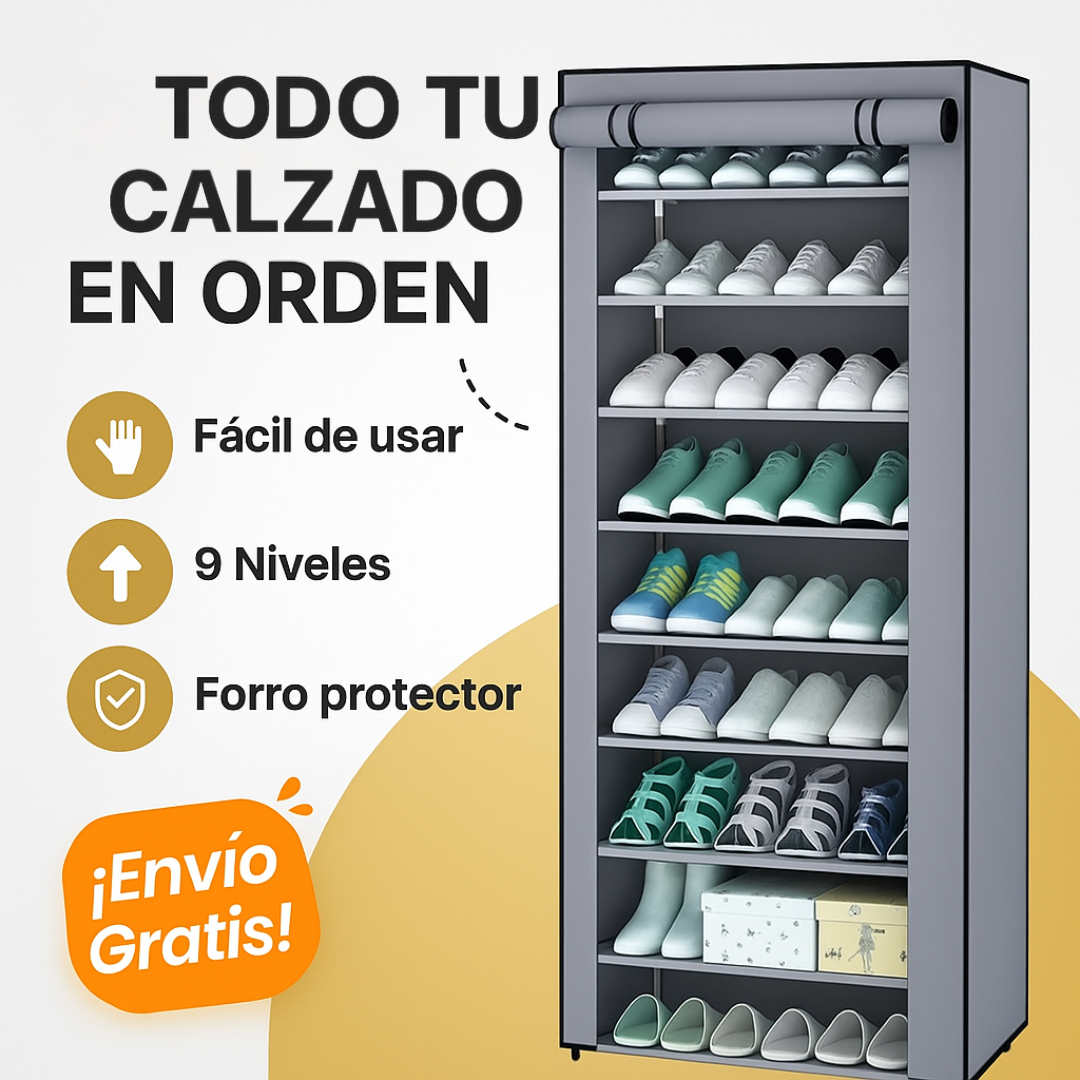 Zapatero Organizador de 9 Niveles con Forro – Orden y espacio en un solo lugar.🎁42% Dcto
