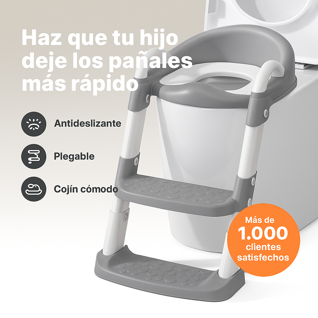 Mini WC Trainer-Silla Entrenadora de Baño– Altura Ajustable y Antideslizante para Bebés Seguros🎁Envío Gratis