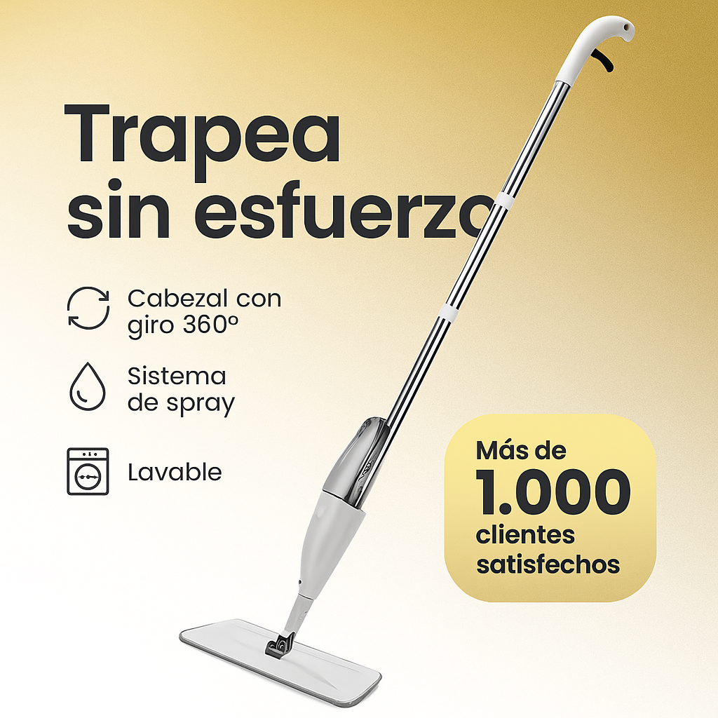 Trapeador 360° con Spray: Piso Reluciente en Minutos 🎁Gratis 3 Paños de Repuesto