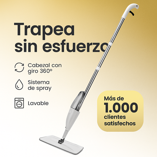 Trapeador 360° con Spray: Piso Reluciente en Minutos 🎁Gratis 3 Paños de Repuesto