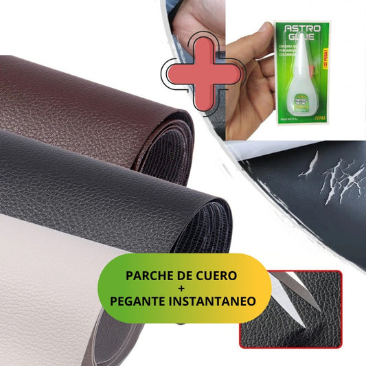 Combo Autoadhesivo: Parche (50 x 137 cm) de Cuero + Pegante Instantáneo | Fortivo® – Repara sin tapicería