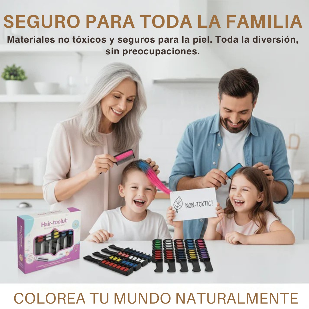 CEPILLO FLASH COLOR: Preventa navideña - 40% de descuento🎁Cepillo + Caja 10 Colores de Tiza colorante temporal para el cabello + Envío Gratis