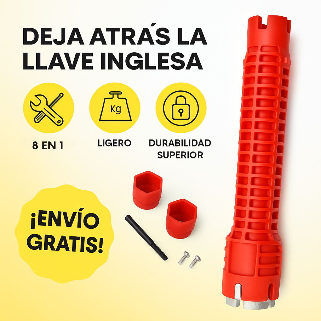 Llave Multifuncional 8 en 1 para Grifos – Instala y Repara Fácil, Rápido y Seguro