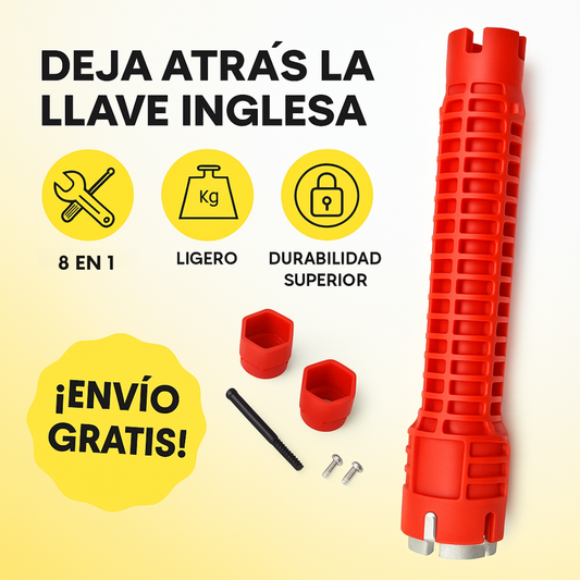 Llave Multifuncional 8 en 1 para Grifos – Instala y Repara Fácil, Rápido y Seguro