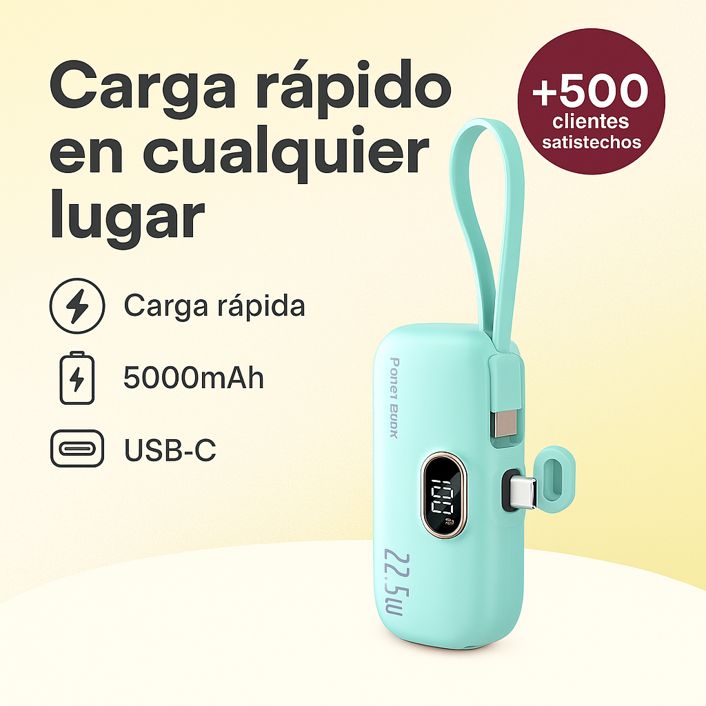 Mini Cargador Portátil 5000mAh – Energía siempre a tu alcance🎁Envío Gratis