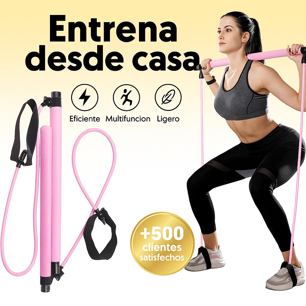 BarraFit Portátil-Entrena todo tu cuerpo sin salir de casa con esta barra de pilates portátil🎁Gratis Rodillo Masajeador