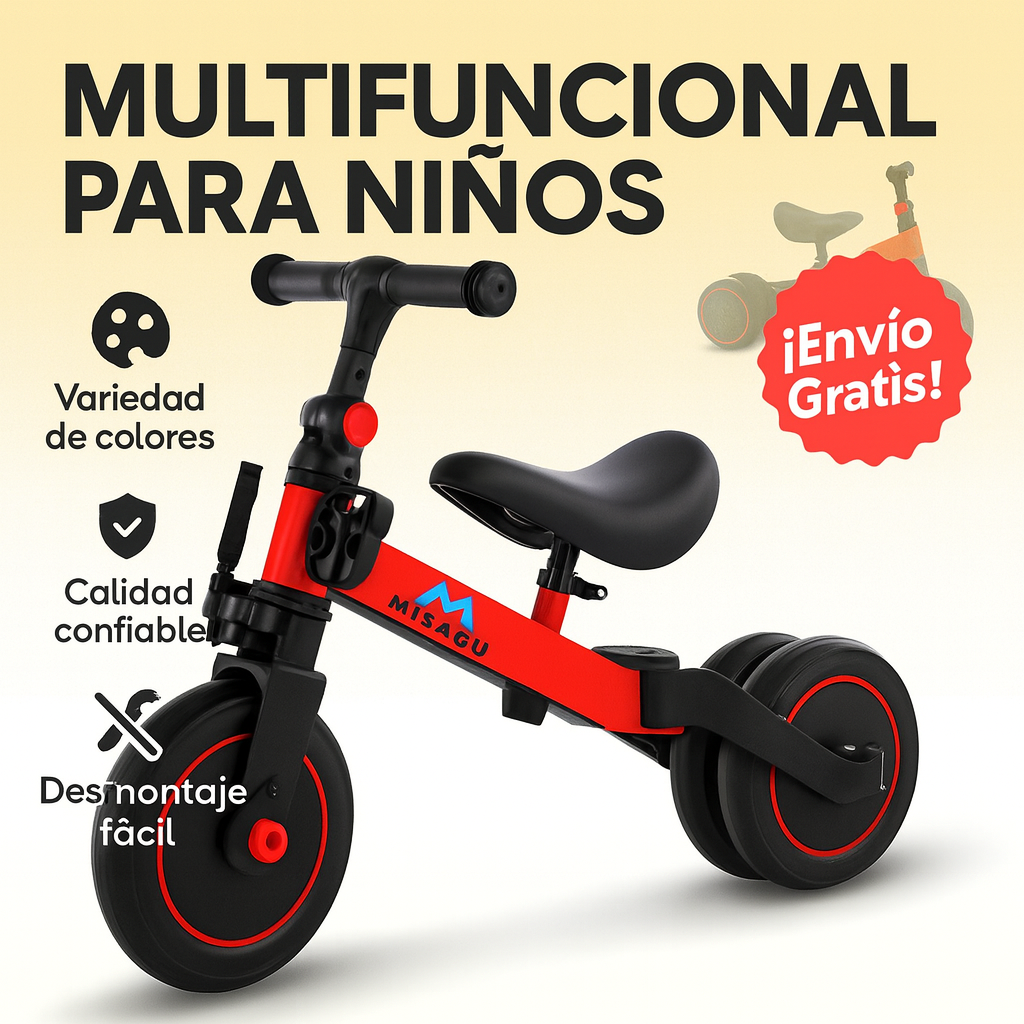 Bici-Pro 3 en 1: La Forma más Segura y Divertida de Aprender a Rodar🎁Paga al Recibir